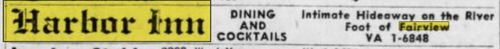 Harbor Inn (Harbor Bar) - July 1961 Ad